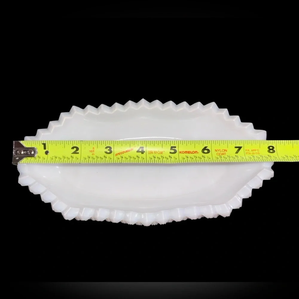 Vintage Westmoreland Milk Glass Pickle Dish English Hobnail Sawtooth Edge